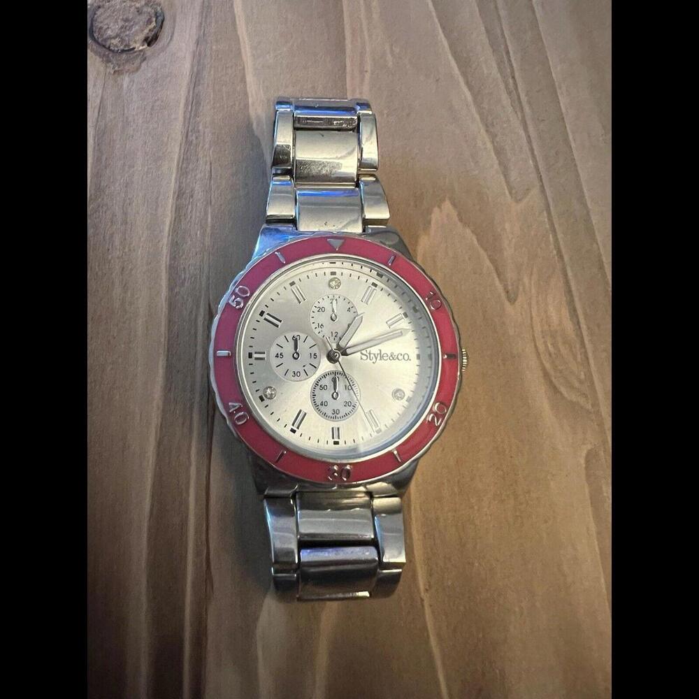Style & Co Watch Ladies New Battery With Pink Bezel